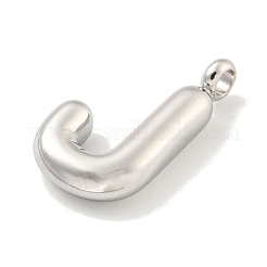 変色しない304ステンレススチールペンダント  レターチャーム  ステンレス鋼色  文字J  24x23.5x5mm  穴：3mm&nbsp;STAS-C102-16P-J