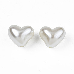 ABSプラスチックパール調ビーズ  ハート  乳白色  14x17x13mm  穴：3mm&nbsp;X-OACR-N008-139