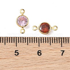 Dijes conectores planos redondos de latón pavé de circonita cúbica de Shegrace&nbsp;XGRQ2O358-443G