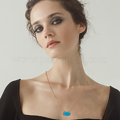 6 шт. 6-цветные имитации друзы смолы овальные подвески ожерелья комплект с цепочками-спутниками из сплава&nbsp;NJEW-AN0001-59