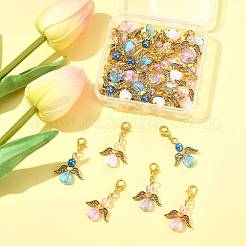 32 шт. 4 стиля подвеска в виде ангела из акрила и сплава HJEW-FS00040-04