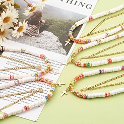 Juegos de collar con colgante de letras cruzadas y mixtas&nbsp;NJEW-JN03505