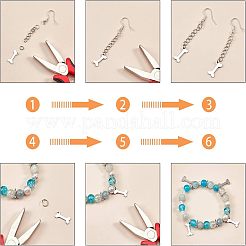304ステンレススチールチャーム  犬用の骨  ステンレス鋼色  15x6.5x1mm  穴：1.5mm  20個/箱&nbsp;STAS-UN0003-80