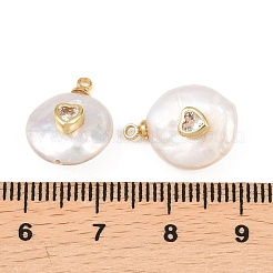 Подвески из латуни с микропаве из кубического циркония и натуральным жемчугом&nbsp;KK-Z146-07A-02