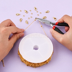 DIY チェーン ブレスレット ネックレス メイキング キット  真鍮でコーティングされた鉄アズキチェーンを含む  真鍮製丸カン  合金の留め金  ゴールドカラー  チェーン: 39.37 フィート (12m)/バッグ&nbsp;DIY-YW0005-92G