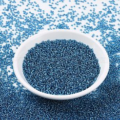 MIYUKIラウンドロカイユビーズ  日本製シードビーズ  11/0  （rr25)シルバーライニングカプリブルー  2x1.3mm  穴：0.8mm  約50000個/ポンド&nbsp;SEED-G007-RR0025