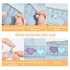 10 stücke 10 farben dopamin farbe serie herz mit wort spray bemalt legierung einstellbare jean button pins&nbsp;FIND-GO0001-45
