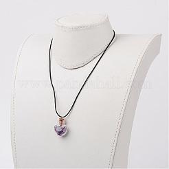 Стеклянные бутылки желая кожаный шнур кулон ожерелья NJEW-JN01616