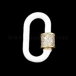 Fermoirs mousquetons à vis ovales en laiton micro-pavé de zircone cubique transparente&nbsp;KK-B167-01A-G