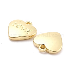 ハート合金スプレー塗装チャーム  単語の愛  ゴールド  12x11.5x2.5mm  穴：1.4mm&nbsp;PALLOY-B005-01H