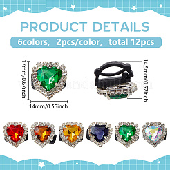 12 шт. 6-х цветное акриловое сердце с пластиковыми аксессуарами для украшения&nbsp;DIY-FG0006-56