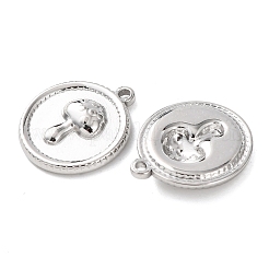 304ステンレスペンダント  フラットラウンド  ステンレス鋼色  キノコ  17.5x15x3mm  穴：1.4mm&nbsp;STAS-P432-01A-P