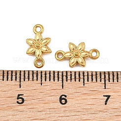 304ステンレススチールコネクタチャーム  花のリンク  イオンプレーティング（ip）  長持ちメッキ  18KGP本金メッキ  11x6x1.5mm  穴：1mm&nbsp;SA-CBA302A-07G