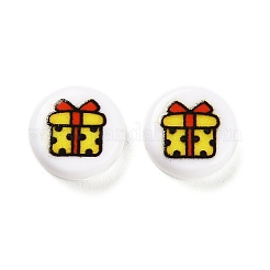 Perles acryliques opaques imprimées sur le thème de Noël&nbsp;OACR-R004-01F