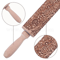 Nudelholz aus Holz mit Blumenmuster&nbsp;AJEW-WH0314-689C-1