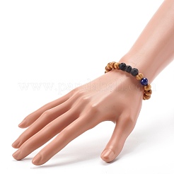 Bracelets extensibles en perles de bois naturel&nbsp;BJEW-JB06595