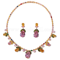 Комплекты из серег и ожерелий с подвесками в форме капли из латуни и кубическим цирконием FS-WGEF58E-01