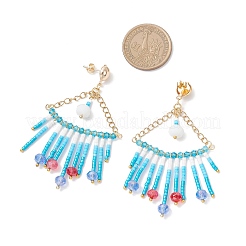 Треугольные стеклянные серьги-люстры EJEW-MZ00523-02