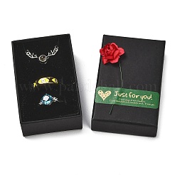 Geschenkboxen aus Kraftpapier mit künstlicher Rose außen für Schmucksets&nbsp;CON-Z011-01B-02
