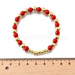 Абс имитация жемчуга круглые бусины эластичные браслеты для женщин BJEW-D317-12A-G