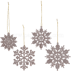 36 шт. блестящие рождественские снежинки пластиковые подвесные украшения&nbsp;HJEW-GF0001-64B
