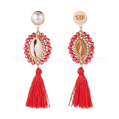 Длинная серьга-гвоздик с подвеской из бисера&nbsp;EJEW-TA00039-03