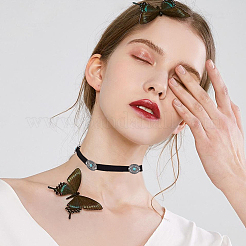 2 stücke 2 farben legierung pflastern synthetische türkis oval imitation leder choker halsketten für frauen&nbsp;NJEW-CY0001-06