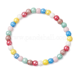 Круглые эластичные браслеты из перламутрового фарфора ручной работы для женщин BJEW-JB12088