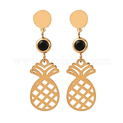 Серьги-гвоздики с подвесками в виде ананаса из нержавеющей стали 304&nbsp;EJEW-F393-09G