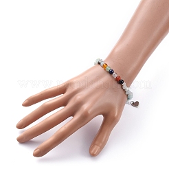 Pulseras de cuentas de amazonita de flor natural con chip&nbsp;BJEW-JB05258-02