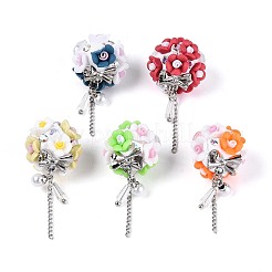 Бусины из полимерной глины ручной работы со стразами&nbsp;RESI-T060-27M