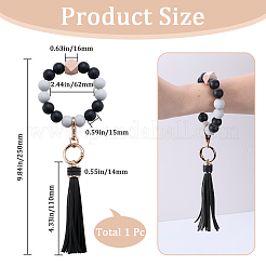 Силиконовый круглый брелок с бусинами на запястье&nbsp;AJEW-WH0258-895C