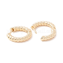 女性のための真鍮ツイストロープフープピアス  カドミウムフリー＆鉛フリー  14KGP本金メッキ  13x14x2.5mm  ピン：1mm&nbsp;KK-A158-07B-G