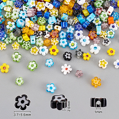 3 нити стеклянных бусин миллефиори ручной работы LAMP-OC0001-67