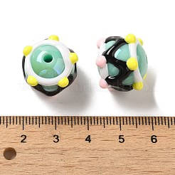 手描きのアクリルとエナメルビーズ  ミディアムアクアマリン  14.5~15.5x16.5~21.5x16~20mm  穴：2~2.8mm&nbsp;MACR-K354-38N