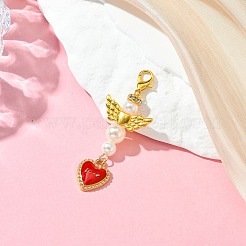 Ангел абс пластик имитация жемчуга кулон украшения HJEW-JM02859-02