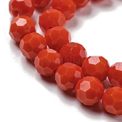 不透明ガラスビーズスタンド  ファセット（32ファセット）  ラウンド  レッド  6mm  穴：1mm  約98個/連  20.47''（52センチメートル）&nbsp;EGLA-A035-P6mm-D03