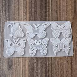 蝶の模様の長方形の DIY ペンダント シリコン型  UVレジン用  エポキシ樹脂工芸品作り  ホワイト  134x242x6.5mm  内径：60~62x58~108mm&nbsp;DIY-G114-04