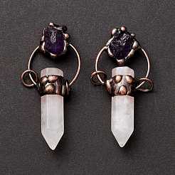Натуральные кристаллы кварца и аметисты с большими заостренными подвесками G-M383-04R