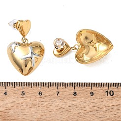 バレンタインデー用 304ステンレススチール製スタッドピアス（女性用）  スターとハート  ゴールデン·ステンレス鋼色  36x23mm&nbsp;EJEW-K330-03GP