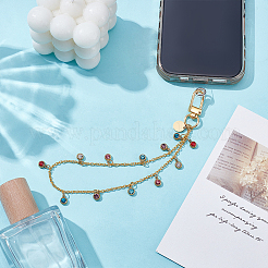 201 нержавеющая сталь стразы плоские круглые подвески для телефона ремешок на руку цепи&nbsp;HJEW-UN00079