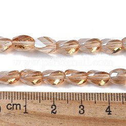 電気メッキガラスビーズセット  パール光沢メッキ  多面カット  ツイスト  桃パフ  8~8.5x5.5~6x5.5mm  穴：1mm  約49個/連  15.94インチ（40.5cm）&nbsp;EGLA-L045-C-PL04