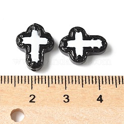 焼き絵の具、ガラス、エナメル、ビーズ  手描きのビーズ  クロス  ブラック  14.5x11.5x4mm  穴：1mm&nbsp;BLOW-D300-06J