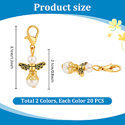 40 шт. подвеска в виде ангела из двухцветного стекла и сплава&nbsp;HJEW-PH02265