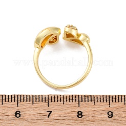 Латунные кольца-манжеты с микропаве и прозрачным цирконием для женщин RJEW-U043-04G