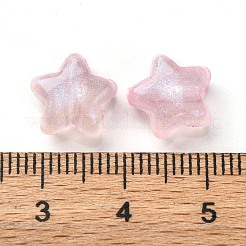 明るい透明なアクリルビーズ  キラキラビーズ  暗闇で光る  スター  ピンク  10x11x6mm  穴：2mm&nbsp;MACR-D024-24C