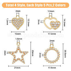 40шт 8 стильные подвески из сплава со стразами FIND-FH0007-84