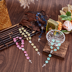 4 шт. стеклянная роза подвеска украшения&nbsp;HJEW-DR00243