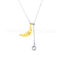 Collane a lariat regolabili bicolore in acciaio inossidabile 304 a forma di croissant per donna&nbsp;WG833CD-01