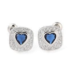 Серьги-гвоздики из латуни с микропаве из кубического циркония EJEW-I304-08P